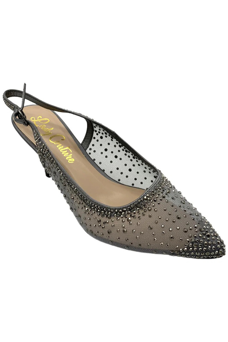 Lady Couture of NY Women's Lola Slingback Pointed Toe Heel Pewter - Medium